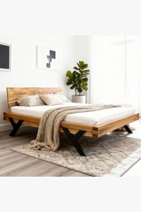 Luxusbett Massivholz Eiche 180x200 cm natürlich geölt